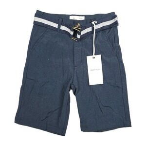 Craft + Flow Big‎ Boys Size 8 Navy Blue Belted Long Shorts New